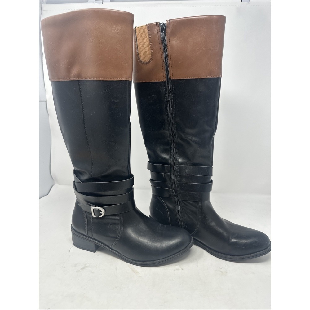 St. John's Bay Douglas Black and Brown Riding Boots Womens 7.5M‎